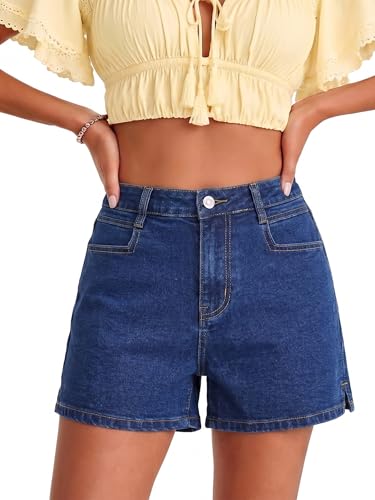 onlypuff Women Jean Shorts High Waisted Denim Shorts Cut Off Distressed Jorts Navy M