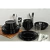 10 Strawberry Street Nova Black Round 62-Piece Dinnerware Set, Service for 6