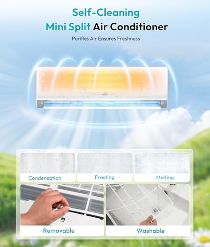 Image of Rellytech Mini Split AC Heating System, 12000 BTU 20 SEER2 110V /115V Heat Pump Ductless Air Conditioner, Pre-charged Inverter Split Unit with Wifi Control, Cools Up to 750 Sq.Ft, White