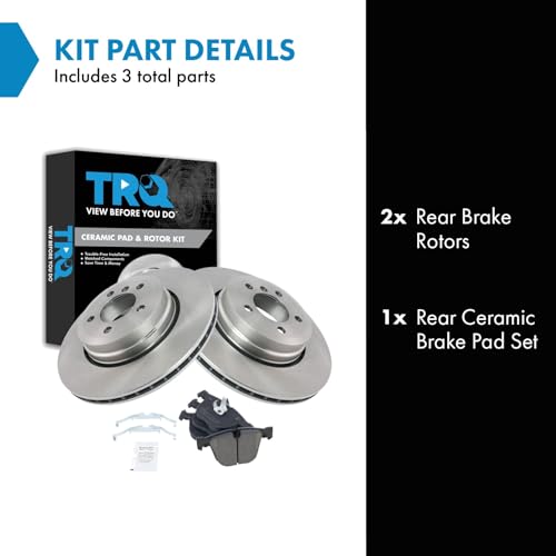 Image of TRQ Rear Brake Pad and Rotor Set Ceramic Compatible with 2006-2008 BMW 750i 750Li 760Li 2005-2006 760i