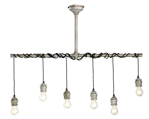 Preisvergleich Produktbild Kaemingk 484656 Eisen Hängeleuchte 108x13x120 cm Grau 6 Fassungen