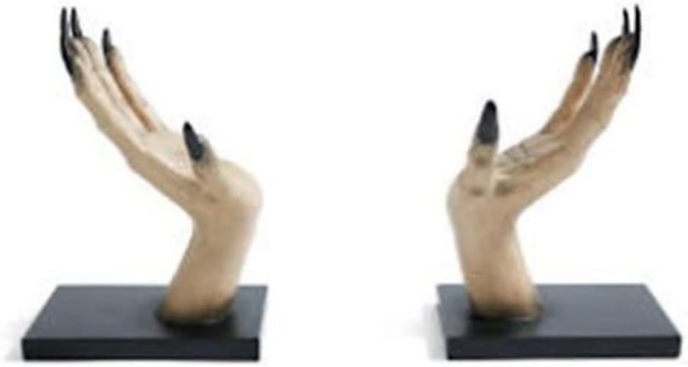 Halloween Witch Hand Book Stand Halloween Decor Bookend Horror Resin Ghost Hand Bookshelf Decoration Watchable Book Stand Gothic Home Decor(One Pair)