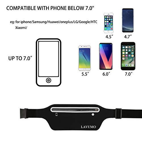 LAVUMO Sport Hüfttasche Lauftasche Handy Jogging Laufgürtel Damen Herren Bauchtasche Belt für iPhone 16 Pro Max Plus 15 14 13 Samsung S25 S24 Ultra Huawei Smartphone unter 7,0' Joggen Gürtel
