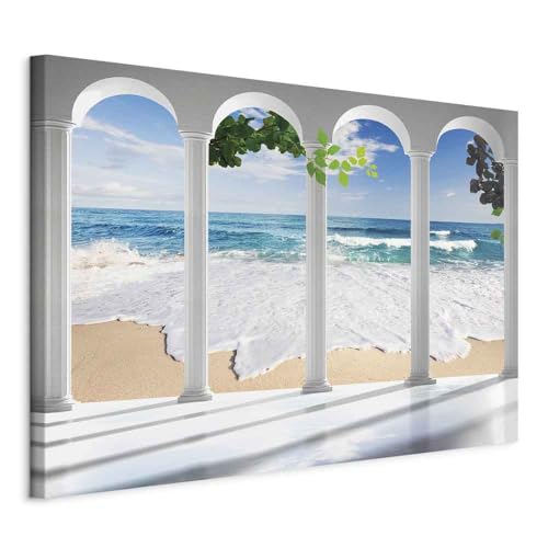 Tableau décoratif paysage 120x80 cm | Toile mer sable plage l'eau