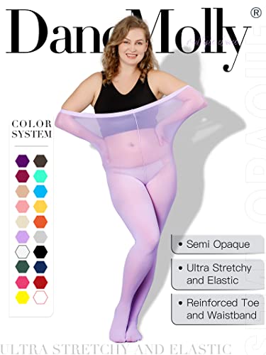 Image of DancMolly Plus Size Tights for Women, Control Top Semi Opaque Nylon Pantyhose High Waist