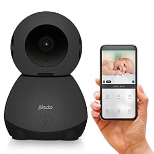 Alecto Full HD 1080p WiFi Babyfoon met Camera – SMARTBABY10BK Mobiele Telefoonbediening, Uitbreidbaar met Meerdere Babyphones – Zwart