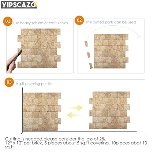 Yipscazo Backsplash Peel And Stick Tile, Stick On Tile For Kitchen Backsplash, Bathroom Vanities, Fireplace Décor, Laundry Table(12" X 12", 10 Sheets,Earthy Gold) #TOP3