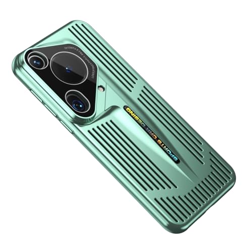 TilGillCase Designed for Huawei Pura 80 Pro Cases with Camera Lens Protector Cover,Electroplating Frosted Hollow air-Permeable Heat-Dissipation and Anti-Fall Mobile Phone Cases,Green