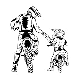 Motorrad-Familie, Vater und Sohn, Motocross-Helm, Motorradsport Fein geschnitzte Aufkleber 68x77.7cm...