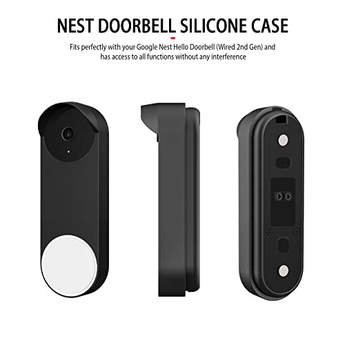 PUUUCI Silicone Case for Google Nest Hello Doorbell (Wired, 2nd Gen / 3rd Gen) Cover - Weatherproof Protective Nest Doorbell Silicone Skin Case (Black) - Thumbnail 6