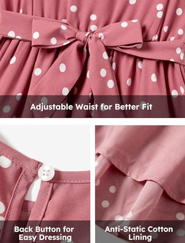 PATPAT Mutter Tochter Kleid Set: Gepunktetes Kleid mit Flatterärmeln für perfekte Familien-Matching-Outfits,Kleider für Baby - Mädchen/Mädchen/Damen