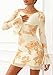 PRETTYGARDEN Women's Floral Dress Spring Fall Fashion Long Bell Sleeve Flower Mini Short Mesh Bodycon Party Dresses (Beige,Medium)