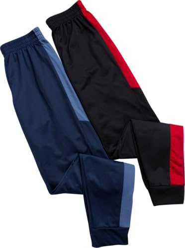 Pro Athlete Boys Sweatsuit Set - 4 Piece Short Sleeve Crewneck Athletic Graphic Tees and Tricot Jogger Sweatpants for Boys, Size 14-16, Black/Grey Dream