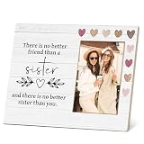 TIRYWT Sister Gifts for Women Cousins, Wooden Heart Picture Frame, Sister Make The Best Friends, 4x6 Inch Bedroom Tabletop Decorations, Sister Photo Frames-D12
