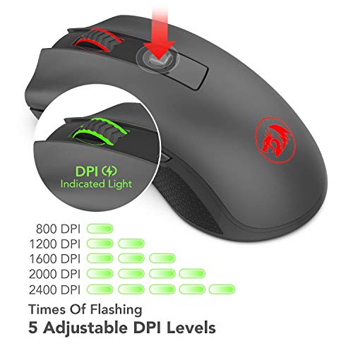 Redragon M652 Optical 2.4G Wireless Mouse with USB Receiver, Portable Gaming & Office Mice, 5 Adjustable DPI Levels, 6 Buttons for Desktop, MacBook, Notebook, PC, Laptop, Computer by Redragon - Used condition - Image 5