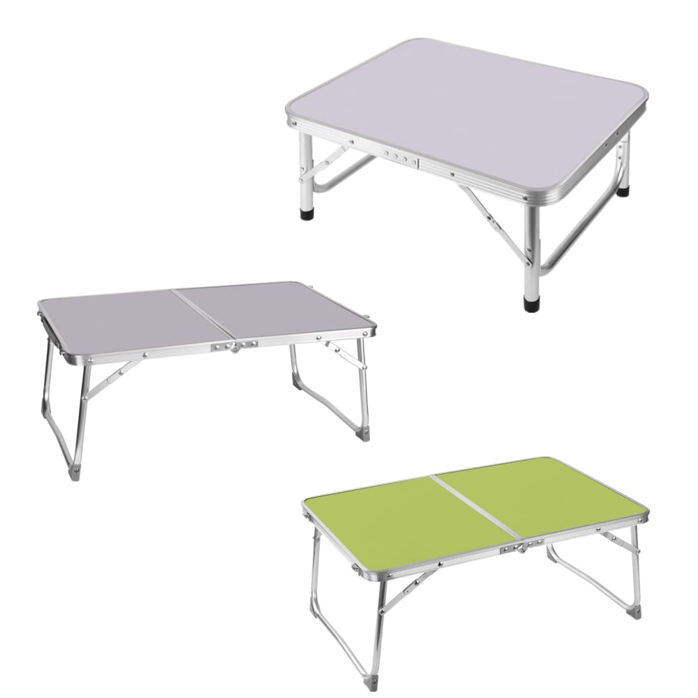 Qimu Low Folding Camping Table, Small Picnic Aluminium Table Lightweight Portable With Handle for Outdoor Garden BBQ Cooking