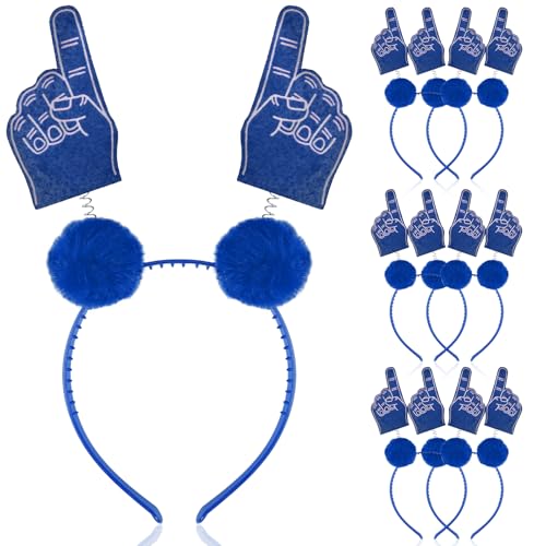Wavyknot 6 Pcs Team Spirit Headband Number 1 Headband Boppers with Marabou Football Accessories(Blue)