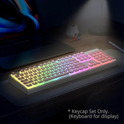 Image of PBT Pink Pudding Keycaps Set 117 Keys, Double Shot Translucent OEM Profile for ISO & ANSI Layout 61 /68 /84 /87 /104 Keys Mechanical Keyboard(Pink Pudding)