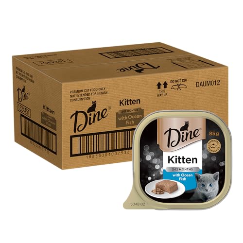 Dine Kitten Classic Collection Wet Cat Food Ocean Fish 85g Tray, 14 Pack