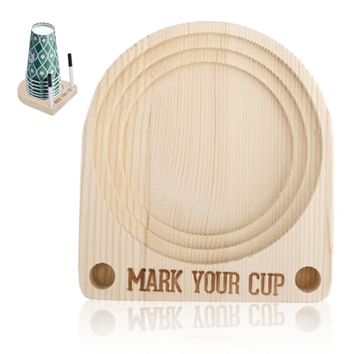 Becherhalter aus Holz mit Markierungsschlitz, Beschriften Sie Ihren Becherhalter für Partys Küchenarbeitsplatten Picknicks und Gesellige Zusammenkünfte