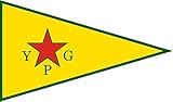 Diplomat magFlags Raum-Fahne mit modernem verchromtem Fahnenständer und Marmor-Fuß | Flagge: People s Protection Units | People s Protection Units YPG ; Official Armed Wing of The Kurdish Supreme C