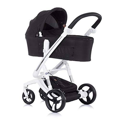 Chipolino Kombikinderwagen Electra 3 in 1, Babyschale, Scheinwerfer einstellbar, Farben:schwarz weiß