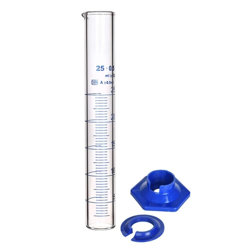 Probeta de Laboratorio para Ciencias, Juego de Cilindros graduados de Vidrio de borosilicato con Cepillo, 5-250 ml(10 pcs 25ML)