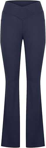 Miniatura 10 de XUNRYAN Leggings para mujer pantalones de yoga con corte de bota leggings acampanados de cintura alta pantalones de yoga con bolsillo Negro -