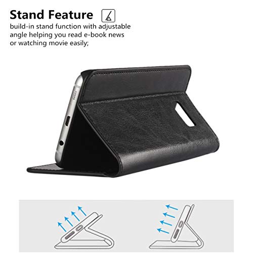 Icovercase For Samsung Galaxy S7 Edge Wallet Case With Card Slots Holder, Premium Leather Kickstand Feature Flip Folio Case Cover For Galaxy S7 Edge (Black) #TOP3