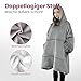 Good Nite Decke mit Ärmeln für Frauen und Männer Sherpa kuscheldecke Tragbare Decken Adult Cosy Sweater Tragbare Warm Decken Übergroßer hoodie mit Taschen Grau （80x85cm）