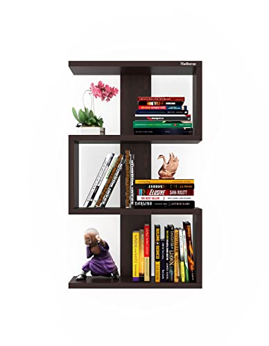 Image of Madhuran Nexo Engineered Wood Wall Mounted Books Storage Shelf Racks Stands (Wenge Finish) Living Room Library Home Decor Organiser Items Decorative Bookends