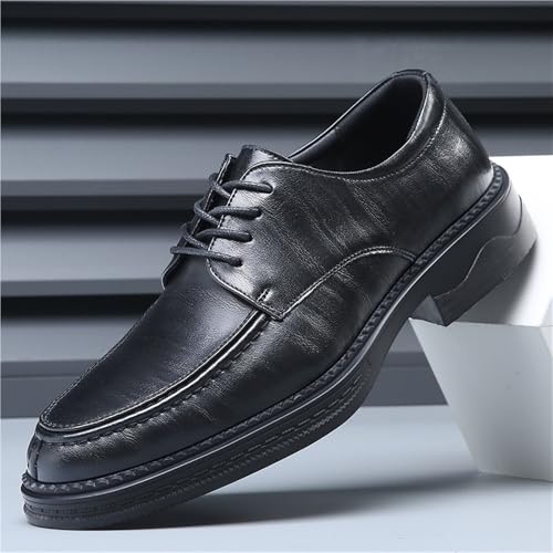 Men's Genuine Leather Business Dress Shoes British Style Breathable Soft Sole Elevator Wedding Groom Formal Shoes2