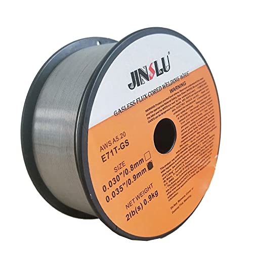 JINSLU Flux Cored Gasless Mig Wire 2Lbs, 0.035 Inch E71TGS Mild Steel Low Splatter 2-Pound Spool.