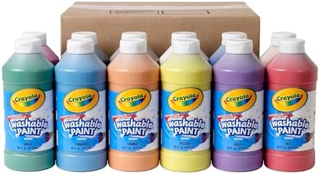 Crayola Washable Paint (12ct), Teacher Classroom Must Haves, Wishlist Essentials, Bulk Paint Set for Kids Art Projects, 16 Oz, Nontoxic Craft Supplies, Ages 3+
