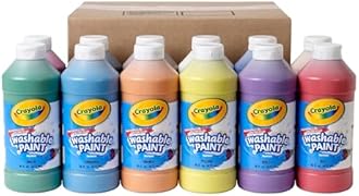 Crayola Washable Paint (12ct), Bulk Paint Set for Kids' Art Projects, 16 Oz, Nontoxic Craft Supplies, Teacher Classroom Must Haves, Ages 3, 4, 5