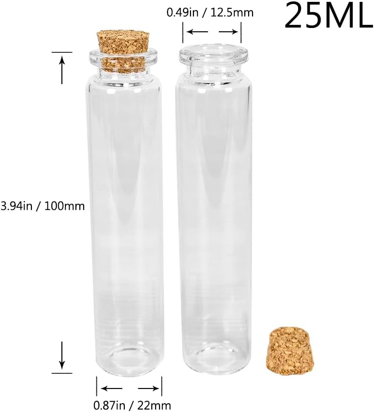 6 Pcs 25ml Transparent Glass Bottles with Cork Stoppers, Mini Glass Vials, Jars with Cork Stoppers for Wedding Favors, Art Storage Accessories, DIY Craft