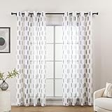 Tissu Dolly en 100% polyester, teinture par impression : ces rideaux transparents allient élégance et style, sont faciles d'entretien, lavables en machine et résistants à la déformation après lavage. Ils conviennent à diverses pièces (salon, chambre, chambre d'amis, bureau, portes coulissantes, baies vitrées, etc.).