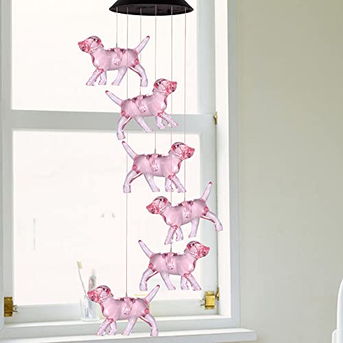 Color Changing Led Dog Wind Chimes Gifts Portable Waterproof Puppy Windchime, Mobile Solar Dog Wind Chime Light, Gift For Mom, Festival, Patio, Night Garden Decoration Light, Solar Light Outdoor Decor #TOP7
