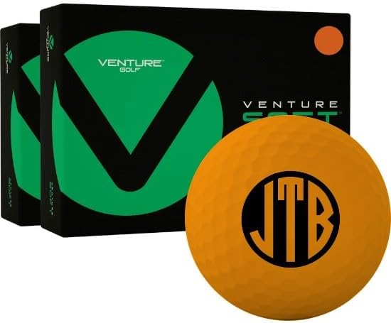 Venture Golf Soft Matte Orange Monogrammed Golf Balls - Double Dozen