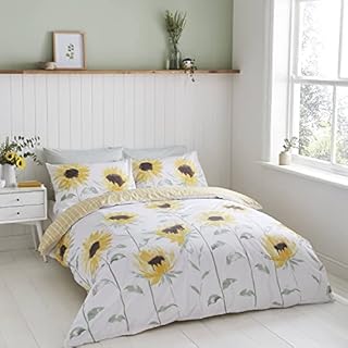 Catherine Lansfield Painted Sun Flowers Easy Care King Duvet Set Yellow