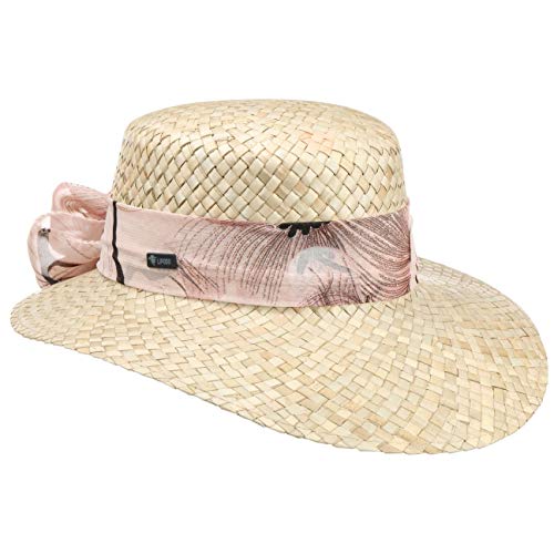 LIPODO Sombrero de Paja con Lazo Malima Mujer - Made in Italy Sol Verano Playa Primavera/Verano - Talla única Rosado