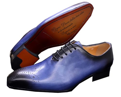 Image of Santimon Mens Oxfords Formal Dress Genuine Leather Handmade Derby Casual Brogues Oxfords Tuxedo Fashion Walking Shoes for Men