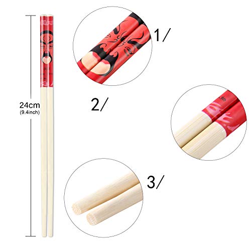 image for Hotop 20 Pairs Chinese Bamboo Chopsticks with Elegant Silk Brocade Pou
