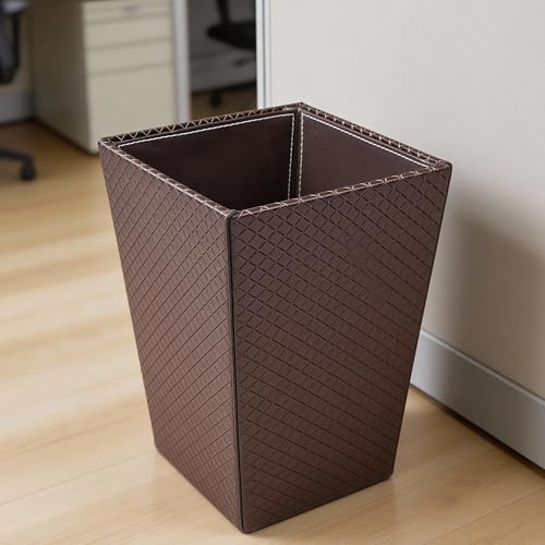 Image of Encasa XO Leather Dustbin for Home | 11 L (22x30 cm)(Large) Waste Bin for Bedroom, Washrooms, Kitchens Office, Hotel | Noise free, Floor Safe Trash Can | Textured Leather Garbage Bin - Copper