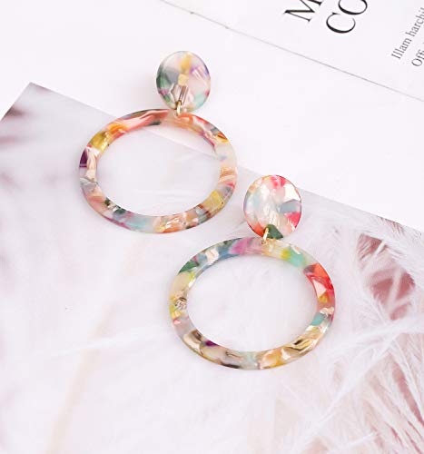 Acrylic For Women Geometry Resin Drop Dangle Earrings Bohemia Tortoise Shell Hoop Earrings Mottled Statement Stud Earrings Fashion Jewelry (Floral) #TOP3
