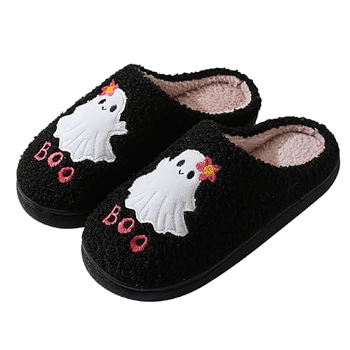 Zapatillas de invierno de fieltro mullidas para mujer, antideslizantes, de felpa, cálidas, cómodas, unisex, forradas, suaves, cerradas, ortopédicas, Negro , 40 EU