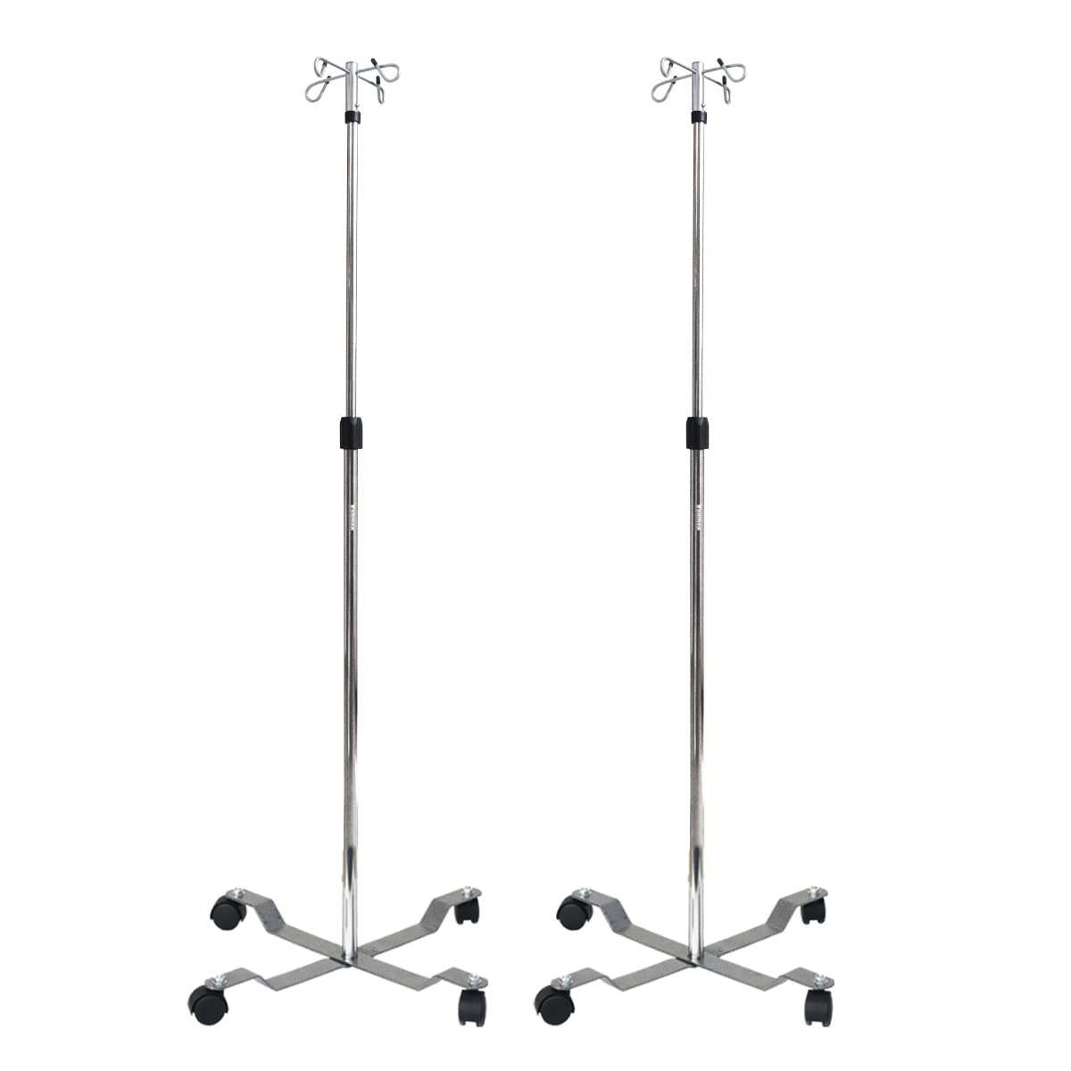Konmee IV Poles IV Stands 4 Hook 4 Legs Portable Rolling with Stainless Steel Adjustable Height, 2PCS : Industrial & Scientific