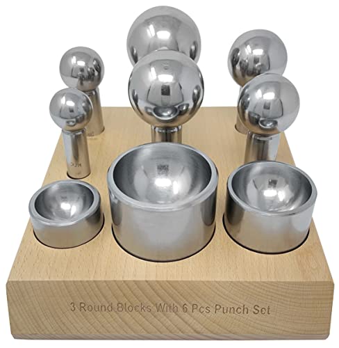 Steel Cupola Punch and Die Set w/ 6 Dapping Punches and 3 Double-Sided Cupola Dies Jewelry Making Metal Forming Dapping Doming Punches Tools