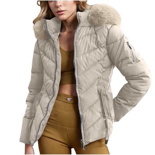 ANHATUIV Women's Winter Jacket Lightweight Quilted Jacket Women's Puffer Long Sleeve Thermal Heavy Coat Outerwear with Faux Fur Hood Elegant Business Office Outdoor XXL ANHATUIV Women's Winter Jacket Lightweight Quilted Jacket Women's Puffer Long Sleeve Thermal Heavy Coat Outerwear with Faux Fur Hood Elegant Business Office Outdoor XXL