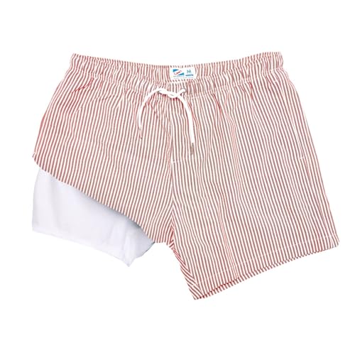 BERMIES Men’s Seersucker Swim Trunks with Compression Liner - 5.5” Inseam, Quick-Dry, UPF 50+, Sensitive Skin